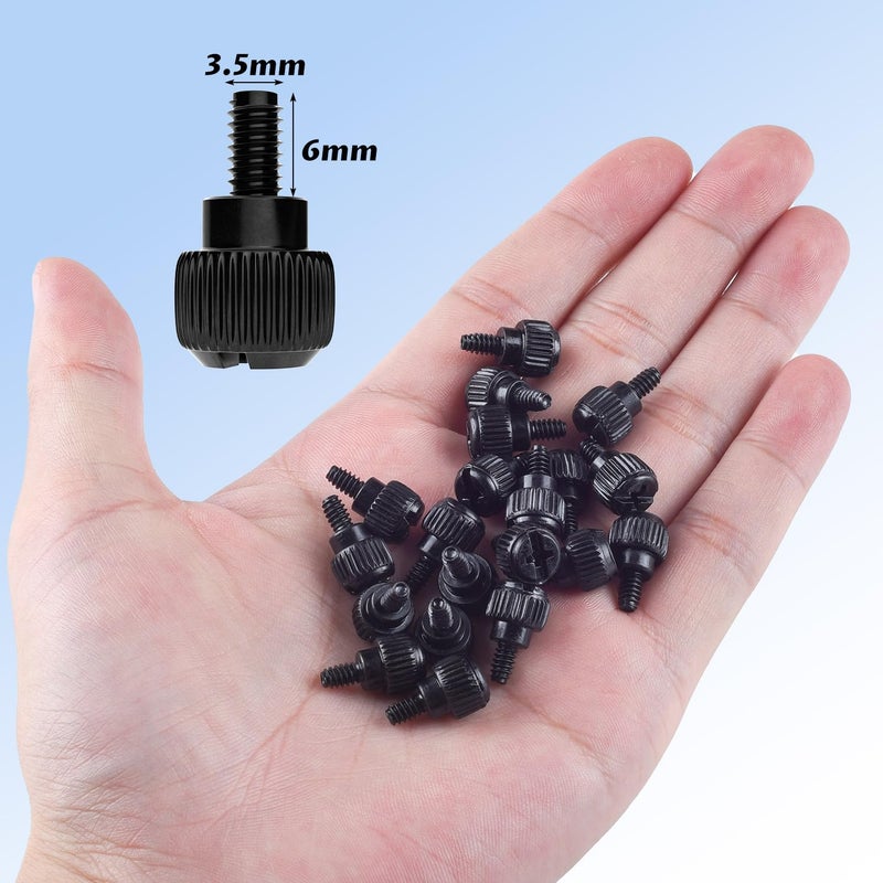 WLXTREE 20x Computer Case Thumb Screws,6-32x6 M3.5 PC Case Screws for Desktop Computer Case Cover Hard Drives Power Supply PCI Slots 6-32 Thread Screws Black - Image 3